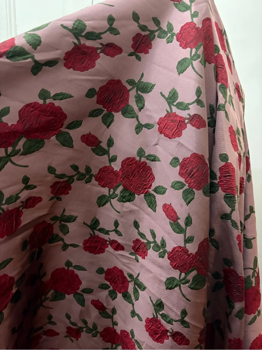 Luxury Rose Floral Jacquard Brocade Fabric - 2 Yards, 61” width